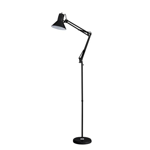Bostitch Office VLF100F Swing Arm Metal Floor Lamp, 72" Tall with Multi-Joint Adjustment, Includes Replaceable LED Bulb (VLF), Black - style: Floor, Black