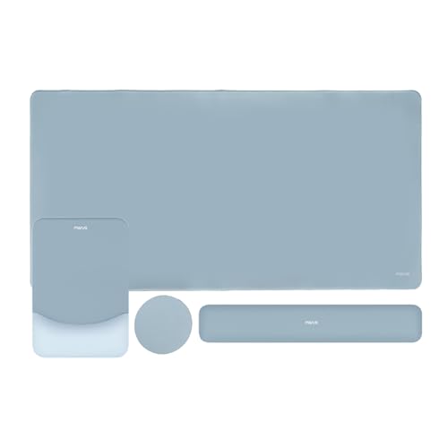 MOSISO Keyboard Mouse Pad Set, Large Gaming Mouse Pad&Rectangular Keyboard Wrist Rest&Mousepad with Wrist Rest&Coaster, Ergonomic Non-Slip&Easy Typing Pad with Curved Silicone Lining, Aquamarine - color: Aquamarine