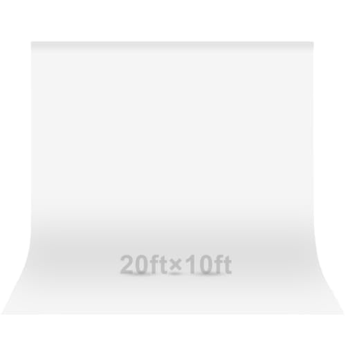 EMART 20x10 ft Backdrop for Photoshoot, Large Party White Photography Backdrop Curtain Drapes, Washable Polyester White Photo Backdrop for Birthday Party, Pictures, Projector, Video Recording - color: White, size: 20x10ft