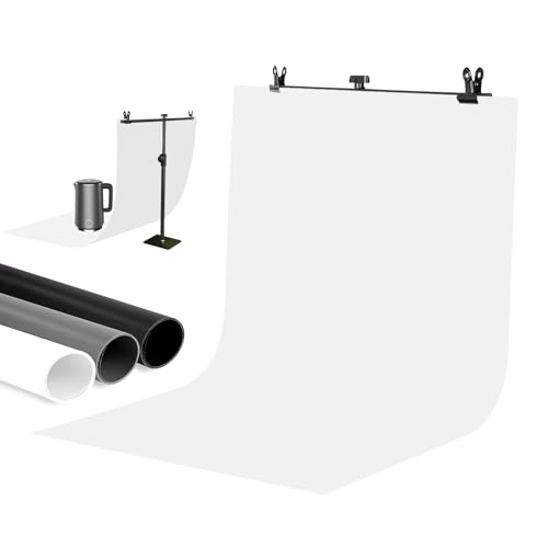 Photo Backdrop for Product Photography: Durable PVC Background Kit in 23.6x35.4in for Food & Small Product Photos - for Online Sellers & Content Creators (White Black & Grey)