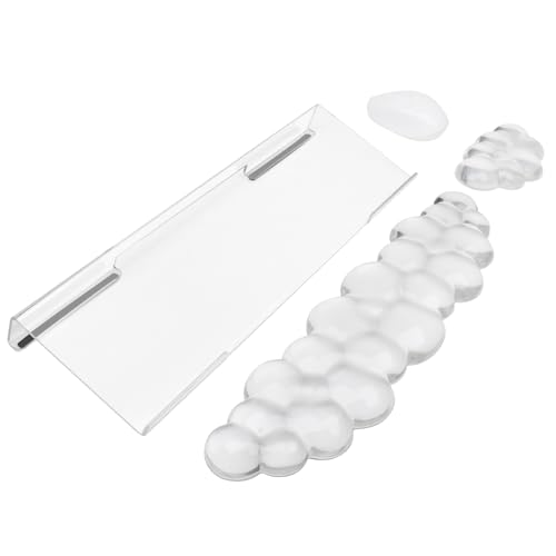 Acrylic Transparent Computer Keyboard Stand with Gel Cloud Keyboard and Mouse Wrist Rest, Ergonomic Tilting 3-in-1 Set, Relieves Painful Typing, for Office/Computer/Laptop/Gaming - color: Clear Cloud Set