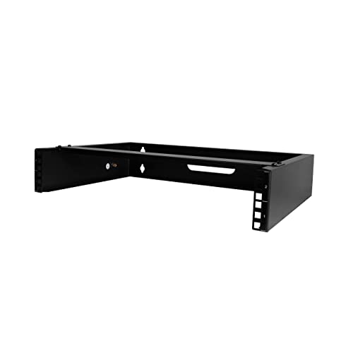 StarTech 2U 19in Wall-Mount Network Rack, 14in, 77lb (RACK-2U-14-BRACKET) | Low-profile shallow rack, M6 screws and cage nuts, Fits gear up to 12in deep, Rear cable slot, Steel - size: 2U