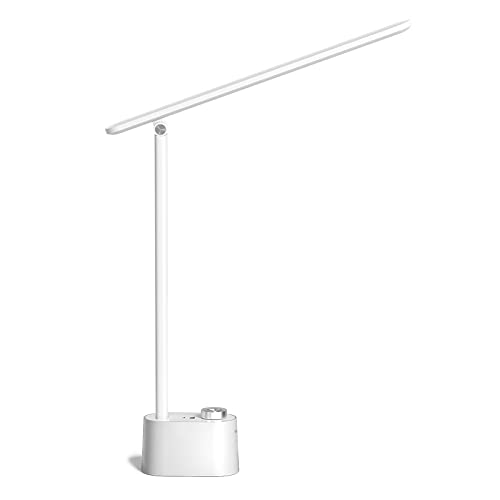 Honeywell LED Desk Lamp with USB Charging Ports - Sunturalux™ HWT-H01 Stepless Dimmable Eye Caring Table Lamp for College Dorm Home Office, Foldable Small Bedside Lamp for Bedroom with Base White - color: White