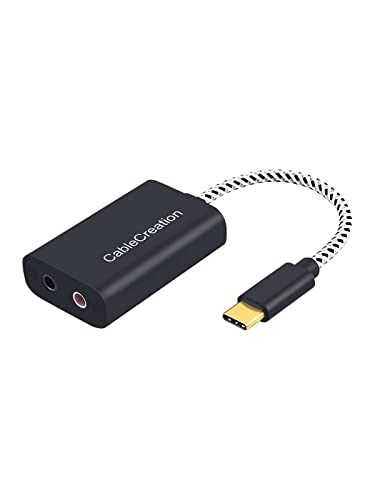 CableCreation Type C External Sound Card with 3.5 mm Audio Jack, USB-C Microphone Headphone Adapter Compatible with MacBook Pro, iMac, iPad Pro 2020, iPhone 16/15, Galaxy S24/ S23/ S22/ S21+ - color: Black USB C, size: 1-Pack
