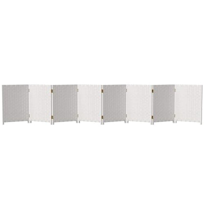 Red Lantern 2 ft. Short Woven Fiber Folding Screen - 8 Panel - White - color: White, size: 8 Panel