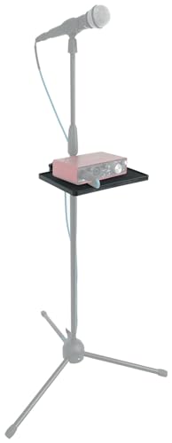 Rockville MTRAY Clamp-On Tray Utility Shelf, 9.7 x 7.3 Inches, 15lb Capacity, EVA Foam, Raised Lip, Quick Attach, for Musicians and Performers