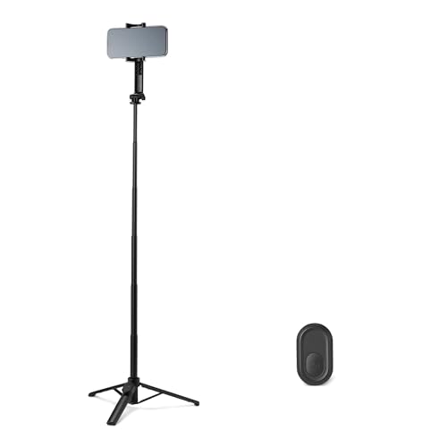 Amazon Basics 36" Portable Selfie Stick Mini Tripod for Phone with Detachable Remote, 360-Degree Rotation, 30-Foot Range, Compatible with iPhone, Samsung, and More, Black - size: 36inch
