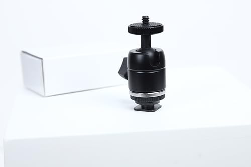 Mini Ball Head Hot Shoe Adapter, 360° Swivel 1/4" Thread Camera Mount for DSLR, Tripod, Monitor, LED Video Light & Microphone, Heavy Duty Metal Cold Shoe Bracket for Vlog & YouTube.