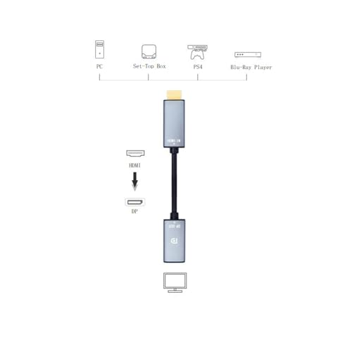 HDMI to DisplayPort Adapter 4K@60Hz High Speed HDMI Male to DP Female Converter Cable Compatible for PC Graphics Card Laptop Mini NS PS5/4 Xbox One/360
