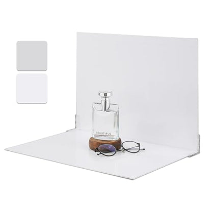 SITTO 2-in-1 Product Photography Backdrops, Flat Lay Photo Boards with 2Pcs Bracket, 17x12 Inch Silver and Bright White Photo Reflector Cardboard for Makeup,Jewelry and Other Small Product - color: White