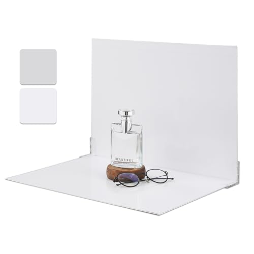 SITTO 2-in-1 Product Photography Backdrops, Flat Lay Photo Boards with 2Pcs Bracket, 17x12 Inch Silver and Bright White Photo Reflector Cardboard for Makeup,Jewelry and Other Small Product - color: White