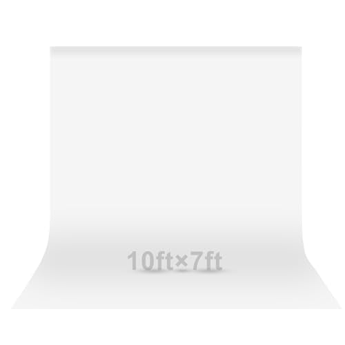 EMART 10x7FT Backdrop for Photoshoot, Large Party White Photography Backdrop Curtain Drapes, Washable Polyester White Photo Backdrop for Birthday Party, Pictures, Projector, Video Recording - color: White, size: 10x7ft