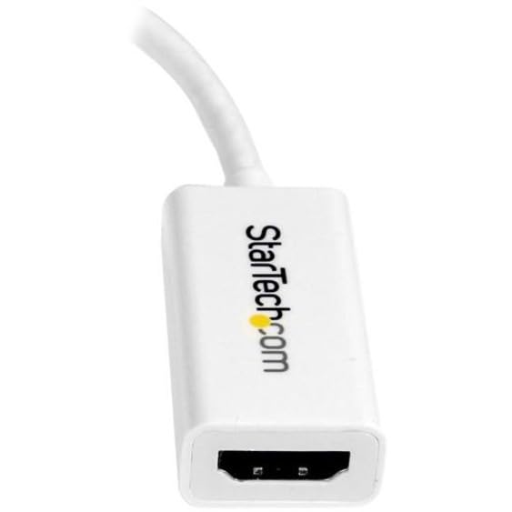 StarTech Active Mini DP to HDMI Adapter, 4K 30Hz, White, DPCP (MDP2HD4KSW) | mDP to HDMI Video Converter, Thunderbolt 1/2 Mac/PC to Monitor/TV, 1920x1200, 7.1ch Audio, HDCP 1.4, 3840x2160, Nickel-Plated - color: White, style: 4K 30Hz