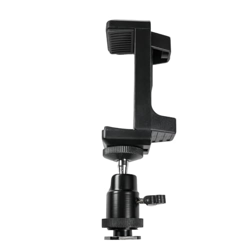 Hot Shoe Phone Mount for Camera, Ball Head Adapter with Phone Clamp - 360° Rotatable Smartphone Holder for DSLR/Mirrorless/Action Cam Live Streaming