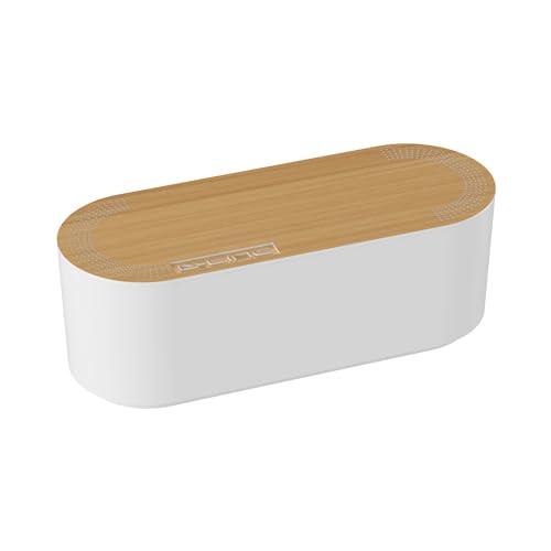 D-Line Cable Management Box, Power Strip Holder, Floor Outlet Hiders, Desk Cord Organizer, Cover TV Wires, Wire Storage, Extension Hider, Office Concealer for Cords - Small, Wood-Effect Lid - color: Wood-Effect Lid, size: Small