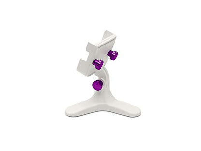 WeatherTech DeskFone Two View in White - Adjustable, Universal Cell Phone Holder Mount Stand for Desk, Counter, Table - Tripod Design for iPhone & Smartphone Charging - Violet Metal Knobs - color: Violet Metal Knobs