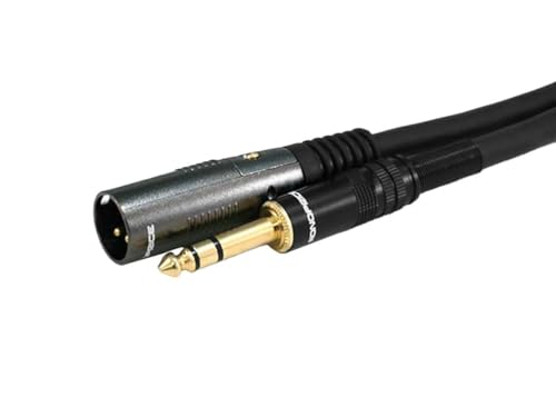Monoprice XLR Male to 1/4-Inch TRS Male Cable - Gold Plated, High Fidelity and Eliminate Noise in the Recording Studio and On Stage, 16AWG, 6 Feet, Black, 6Ft - size: 6Ft