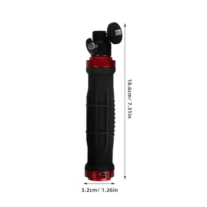 FRCOLOR Video Camera Handle Grip Stabilizer with 1/4" Screw Mount and LED Light for DSLR and Phone, Multifunctional Handheld Gimbal for Travel and Professional Filming, Black