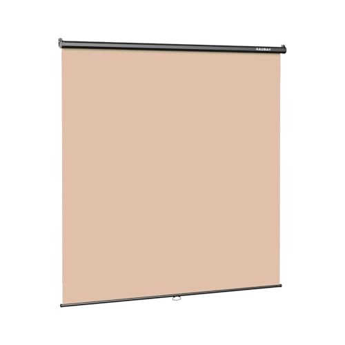 RAUBAY Retractable Pull Down Beige Screen Backdrop - 78.7" x 86.6" Collapsible Wall-Mount Nude Background for Professional Video Production, Photography, TikTok and Video Conferencing - color: Beige, size: Wider(78.7 x 86.6in)
