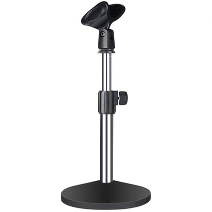 Mic stand desk, heavy metal base, adjustable height up to 16.5 inches, easily assembled, classical and sturdy (mirror)