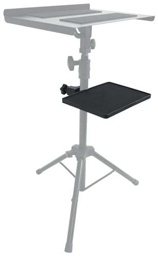 Rockville MTRAY Clamp-On Tray Utility Shelf, 9.7 x 7.3 Inches, 15lb Capacity, EVA Foam, Raised Lip, Quick Attach, for Musicians and Performers