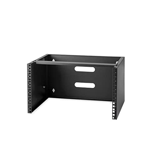 StarTech.com 6U Wall Mount Network Rack - 14 Inch Deep (Low Profile) - 19" Patch Panel Bracket for Shallow Server and IT Equipment, Network Switches - 44lbs/20kg Weight Capacity, Black (WALLMOUNT6) | Low-profile shallow rack, M6 screws and cage nuts, Ship