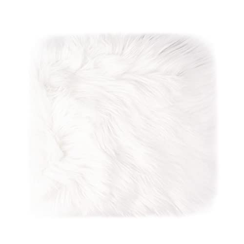 12 Inch Cushion Area Rug for Small Product Photo Background (White) | Small Square Faux Fur Sheepskin Fluffy Plush Photo Props for Tabletop Photography, Jewelry, Nail Art, Home Decor, etc. - color: White