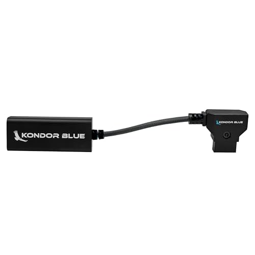 KONDOR BLUE | 6 Inch D-Tap to Female USB-C PD Power Delivery Cable, 2-Way | 65W Fast Charge, 5V 9V 12V PD, Smart Reverse Polarity Protection for Camera Rigs | Black - color: Black