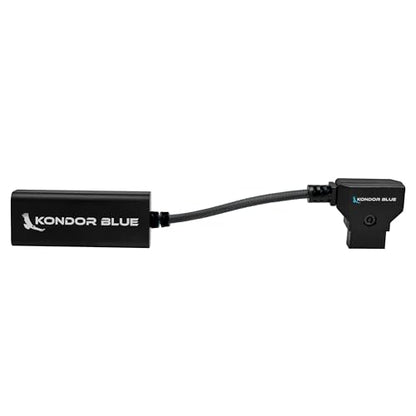 KONDOR BLUE | 6 Inch D-Tap to Female USB-C PD Power Delivery Cable, 2-Way | 65W Fast Charge, 5V 9V 12V PD, Smart Reverse Polarity Protection for Camera Rigs | Black - color: Black