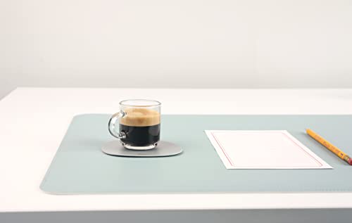 DeskPaw Dual-Sided Leather Desk Pad,Blotter for Laptop Computer,Mouse Pad,Writing,Drawing,Arts and Craft Mat (Blue/Silver, 17" x35”) - color: Blue/Silver, size: 17"x35"
