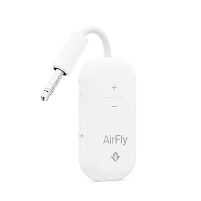 AirFly Pro 2 – Bluetooth Adapter, Pair 2 AirPods or Wireless Headphones – 3.5mm AUX Bluetooth Transmitter and Receiver for Cars, Boats, Treadmills, TVs & More – Travel Essentials,White - color: White, style: AirFly Pro 2