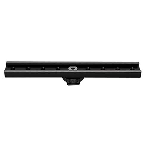 Dual Cold Shoe Extension Bar, Cold Shoe Splitter, 18cm Extension Rail Bracket Bar 1/4" Screw Cold Shoe Mount for Flash Speedlite Video Light Microphone