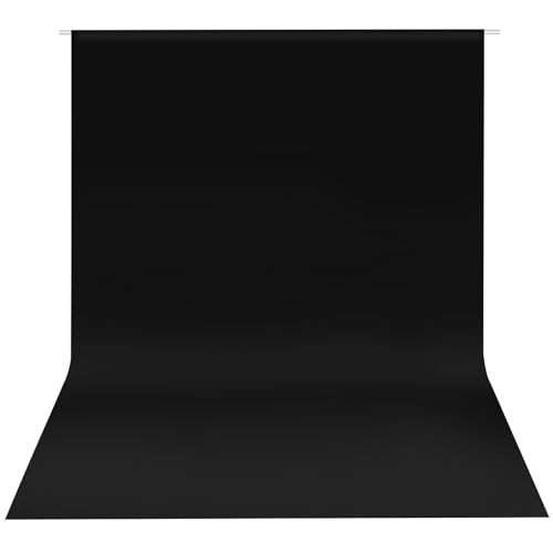 Hemmotop Black Photo Backdrop Background 10x8ft | Polyester, Large, Drapes Well, Rod Pocket for Easy Hanging, for Family Photos, Wedding, Birthday, Graduation Party, Video - color: Black
