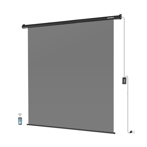 RAUBAY Motorized Pull Down Grey Screen Backdrop - 78.7" x 86.6" Collapsible Wall-Mount Background for Professional Video Production, Photography Studio, Video Conferencing and YouTube, TikTok Creator - color: Grey, size: Wider(78.7 x 86.6in)