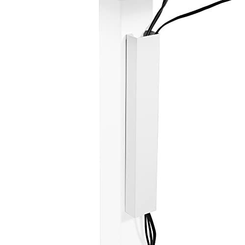 VIVO White 14 inch Cable Management Channel for Desk Leg, DESK-AC01-1MW | Magnetic Steel Design, Under Desk No Drill Cord Organizer, For Home and Office - color: White