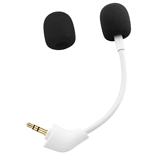 Mic Replacement Boom Compatible with HyperX Cloud II/Core/CloudX 2nd Gen (After Produced 2021) – Straight Jack Gaming Microphone, Noise Cancelling 3.5mm Mic with Foam Cover,White - color: White, size: 2nd Ver.- Straight Jack Slot