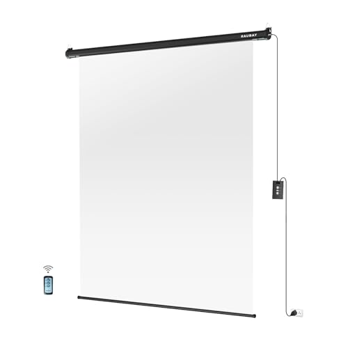 RAUBAY Motorized Pull Down White Screen Backdrop - 59.8" x 86.6" Collapsible Wall-Mount Background for Professional Video Production, Photography Studio, Video Conferencing and YouTube, TikTok Creator - color: White, size: Standard(59.8 x 86.6in)