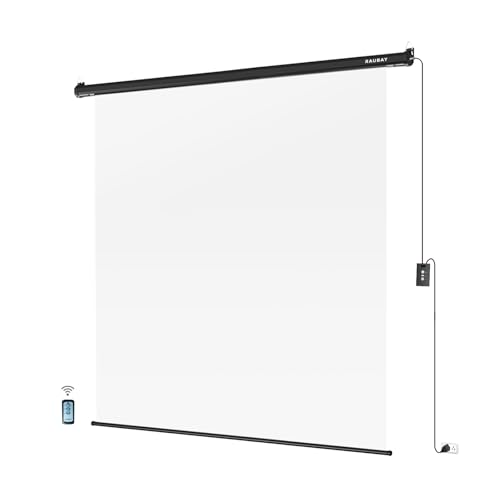 RAUBAY Motorized Pull Down White Screen Backdrop - 78.7" x 86.6" Collapsible Wall-Mount Background for Professional Video Production, Photography Studio, Video Conferencing and YouTube, TikTok Creator - color: White, size: Wider(78.7 x 86.6in)
