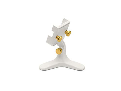 WeatherTech DeskFone Two View in White - Adjustable, Universal Cell Phone Holder Mount Stand for Desk, Counter, Table - Tripod Design for iPhone & Smartphone Charging - Gold Metal Knobs - color: Gold Metal Knobs