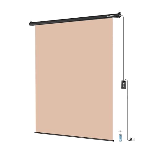 RAUBAY Motorized Pull Down Beige Screen - 59.8" x 86.6" Collapsible Wall-Mount Background for Professional Video Production, Chroma Key Backdrop for YouTube, TikTok, Streaming, Video Conferencing - color: Beige, size: Standard(59.8 x 86.6in)