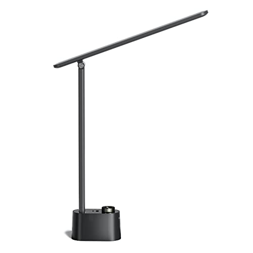 Honeywell Sunturalux™ LED Desk Lamp with USB Charging Ports HWT-H01 - Stepless Dimmable Eye Caring Desk Light for Home Office Bedroom Bedside College Dorm, Foldable Table Lamp Reading Lamp Black - color: Black