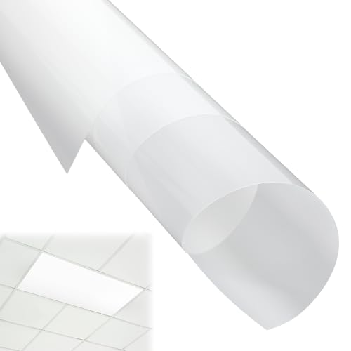 Pushglossy 4 Pack 4 x 2 Feet Light Diffuser Sheet White LED Dimming Diffusion Film Fluorescent Lights Cover for Drop Ceiling Light Fixture Lights Filter Panel for Office Home Classroom, Non-Adhesive - size: 2 x 4 ft