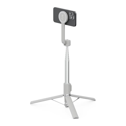ShiftCam SnapStand Max – Magnetic Selfie Stick & Tripod – Compact, Foldable & Extendable with Tilt Head and Magnetic Bluetooth Remote (Stone, SnapStand Max) - color: Stone, size: SnapStand Max