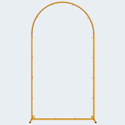 Hemmotop Arch Backdrop Stand Gold 7.2 FT | Metal, Stable with Ground Stakes, for Flowers, Balloons, Garden Decor, Ideal for Weddding, Baby Shower, Birthday Party Photo - size: 7.2ft