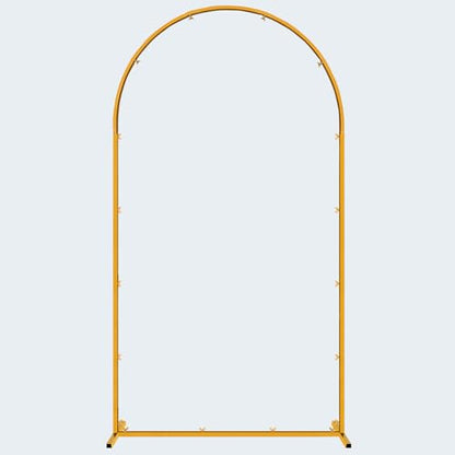 Hemmotop Arch Backdrop Stand Gold 7.2 FT | Metal, Stable with Ground Stakes, for Flowers, Balloons, Garden Decor, Ideal for Weddding, Baby Shower, Birthday Party Photo - size: 7.2ft
