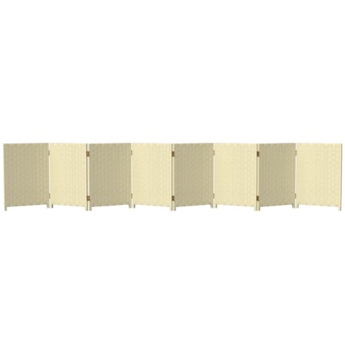 Red Lantern 2 ft. Short Woven Fiber Folding Screen - 8 Panel - Cream - color: Cream, size: 8 Panel