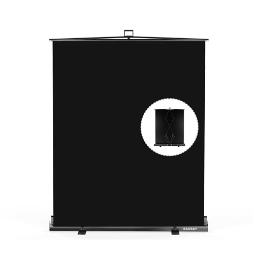 【Easy Set Up】 RAUBAY 59.8 x 82.7in Collapsible Black Backdrop Screen Portable Retractable Panel Photo Background with Stand for Video Conference, Photographic Studio, Streaming - color: Black, size: Standard (59.8 x 82.7in)