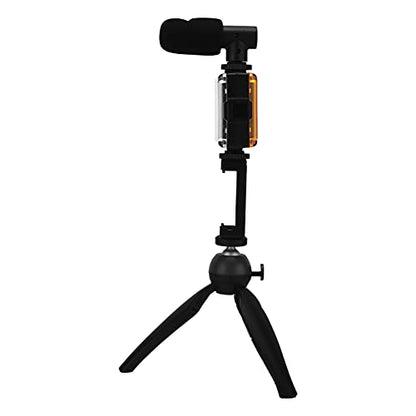 FILFEEL Portable Live Video Kit with Fill Light, Cardioid Microphone, Tripod, and Phone Holder for Mobile Photography (Black) - color: Black