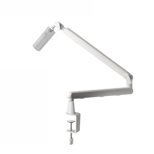 White 360° Rotatable Mic Stand, Microphone Boom Arm, Low Profile Mic Arm, Compatiblewith 3/8" 5/8" 1/4" Screw, for Podcasts Gaming Office Recording (white standard)