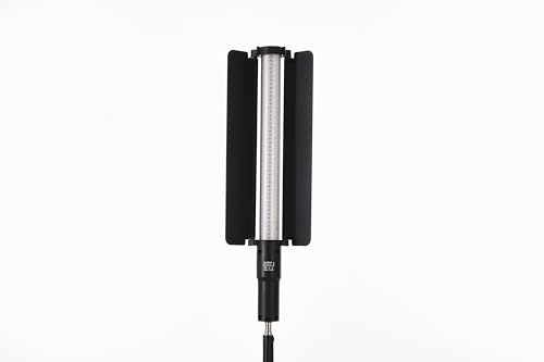 REFLEX CAMERA Portable 20W RGB Light Stick with Barndoor, 1-100% Brightness, 2700-7500K, 1/4" Screw Built-in Lithium Battery, Metal Body, Special Effects Modes, Remote Control, Power Adapter Included